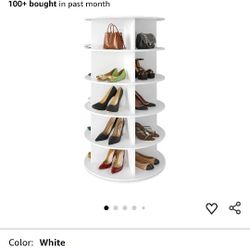 SpaceAid 5 Tier Rotating Shoe Rack Tower, Spinning Shoe Display Lazy Susan, Revolving 360 Shoe Rack Storage Round Carousel, Vertical Handbag Rotate Sh