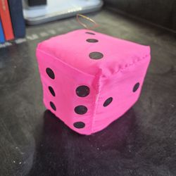 Vintage Oversized Pink Dice For Hanging Off Of Rear View Mirror Or Christmas Tree Ornament