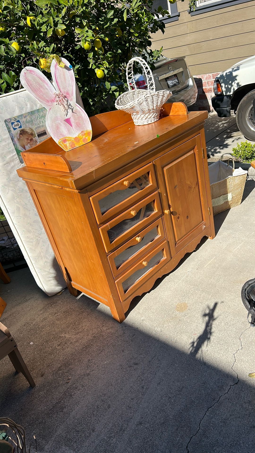 Matching Hardwood Crib And Changing Table Set