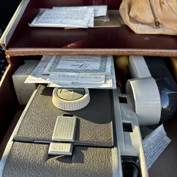 Vintage 1950’s 1960’d Polaroid land camera. In original leather case