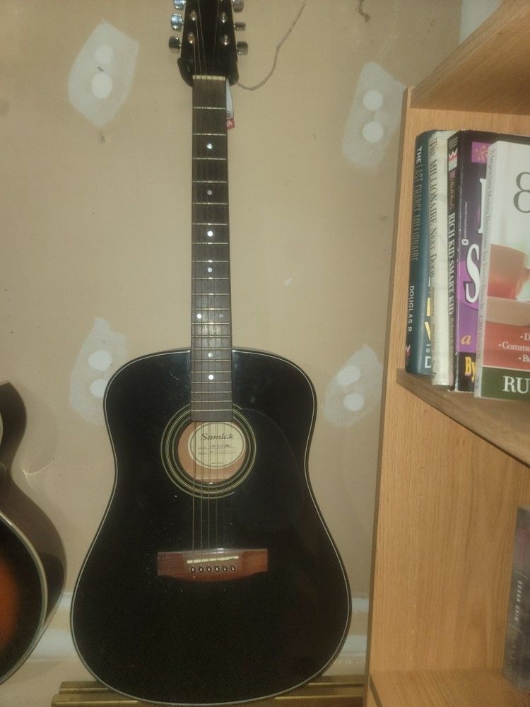 Black Samick Acoustic Guitar