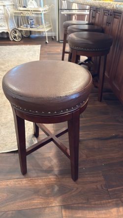 Pier one Leather, dark brown stools