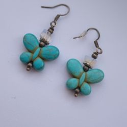 Sterling Silver Butterfly Shape Turquoise Earrings 