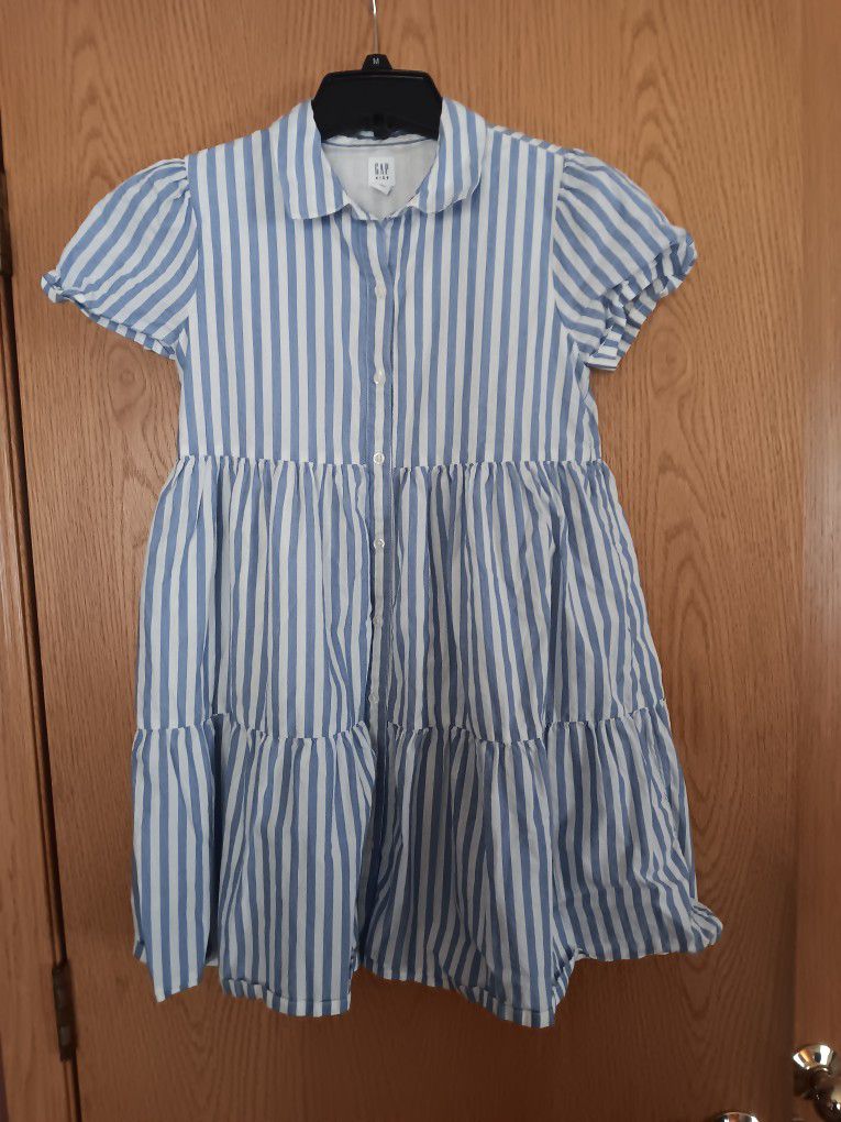 Girls Size Large,  GAP Blue Stripe Dress