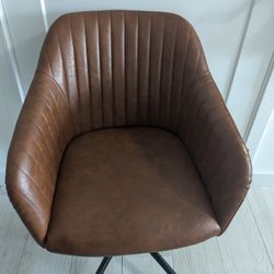 Brown Faux Leather Swivel Office Chair