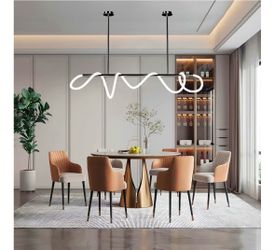 Modern LED Linear Pendant Light for Dining Room, Dimmable Black Kitchen Chandelier, 47" Linear DIY Chandelier with Remote Control Stepless Dimming, Re
