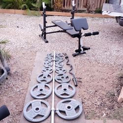 255lbs Olympic Weights+ 2 Bars+ Olympic Bench