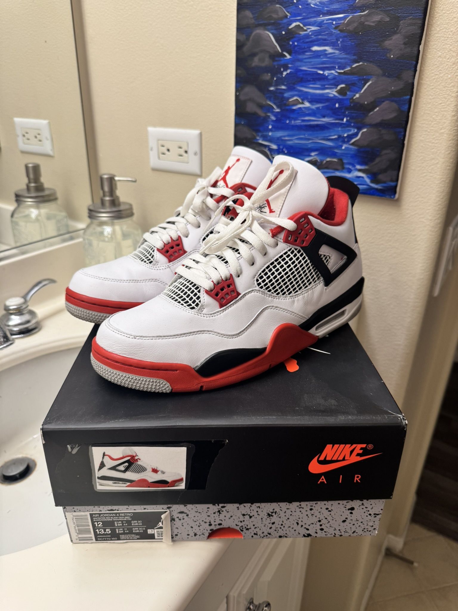 Mens Retro Jordan 4 Size 12 Fire Red