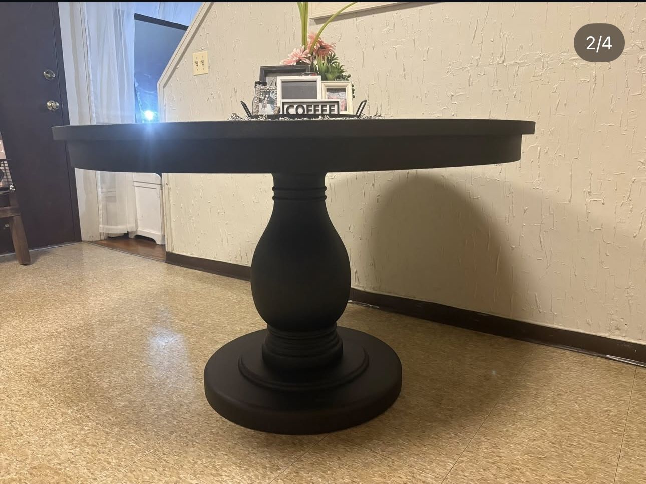 MOVING SALE ๐จ ROUND WOOD TABLE BLACK MATTE