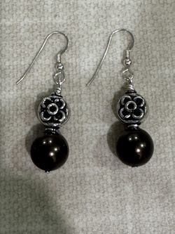 Beautiful Antique Silver And Pearl Ear Rings.  It Has Been Tested. 