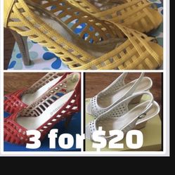3 Pairs Of Summer Open Toed Shoes Size 6.5 For $20 OBO