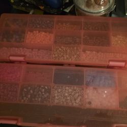 Small Lot Of Misc Perler Beads And Containers