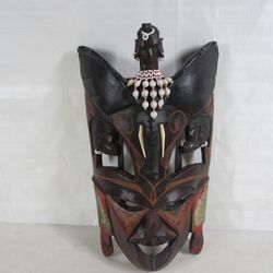 African Elephant Reincarnation Spirit Folk Art Tribal Wooden Mask
