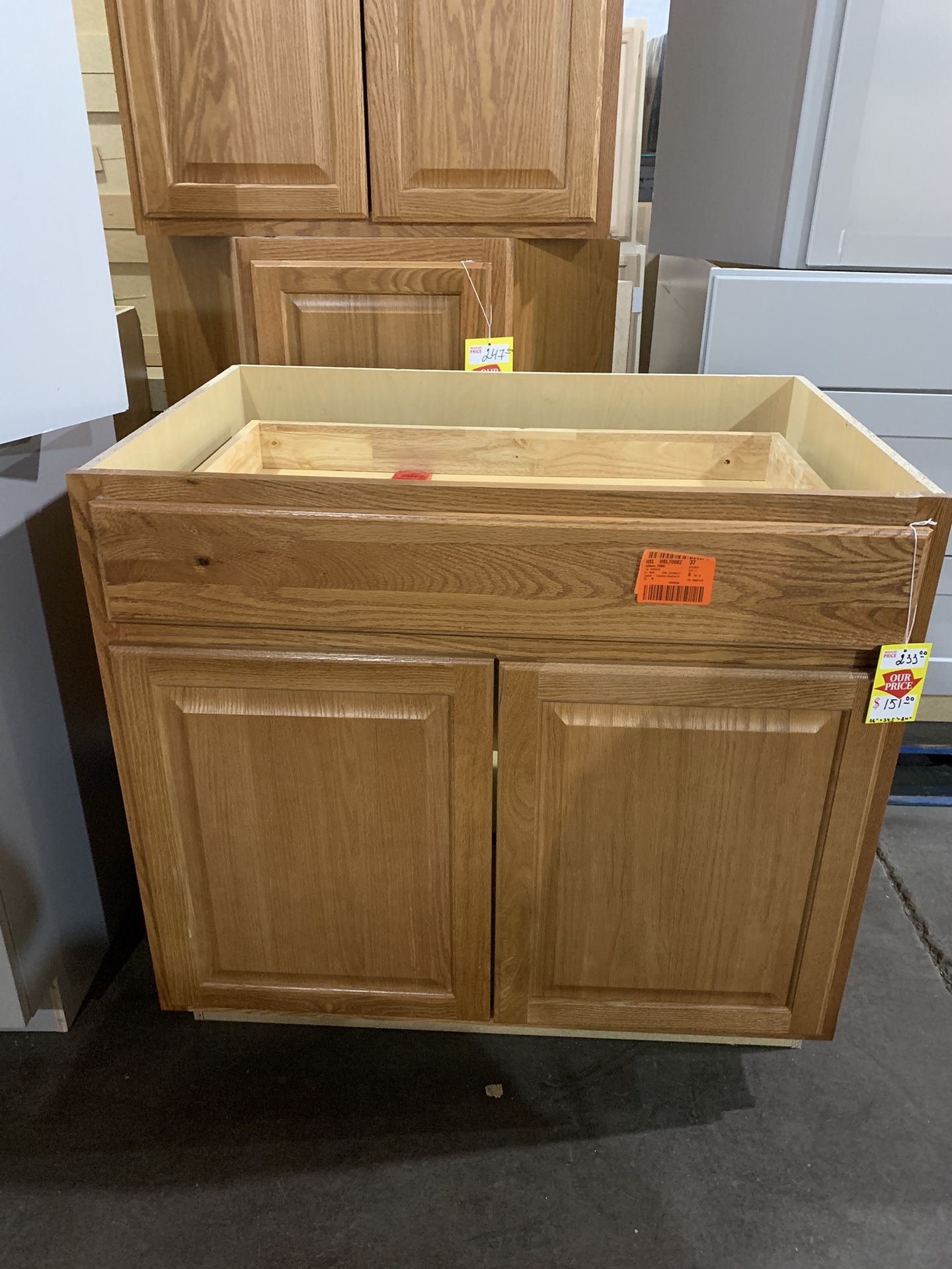 36 Inch Medium Oak Base Cabinet Hampton Bay