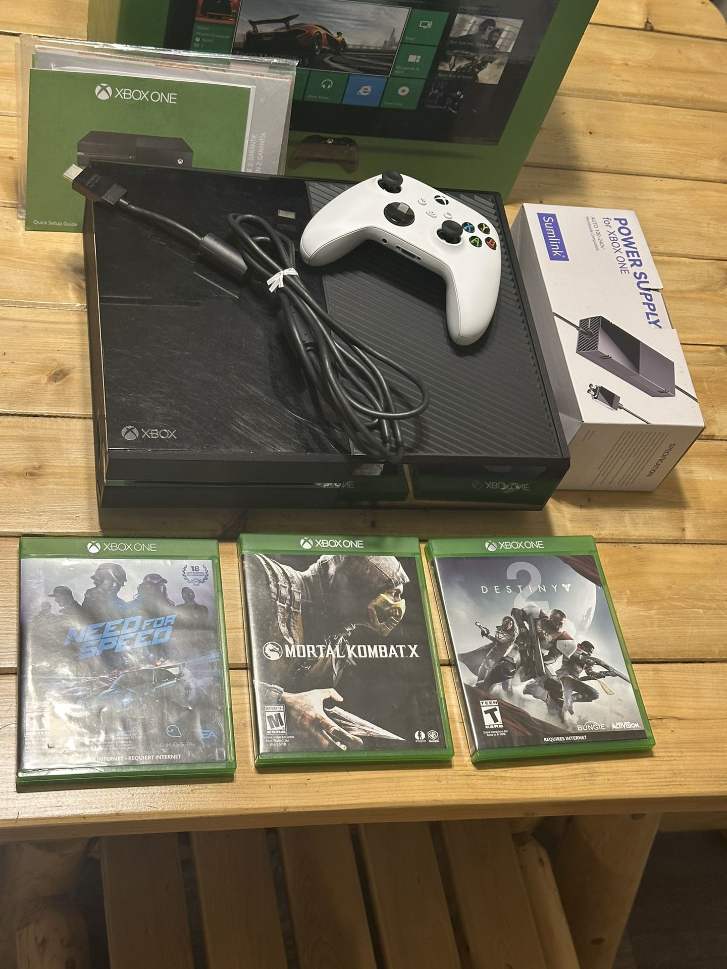 * Xbox One Gaming System with 3x Games, HD Cord, Brand New Power Box Card, Wireless Remote with New Batteries and Original Box/Paperwork * Xbox One Sy