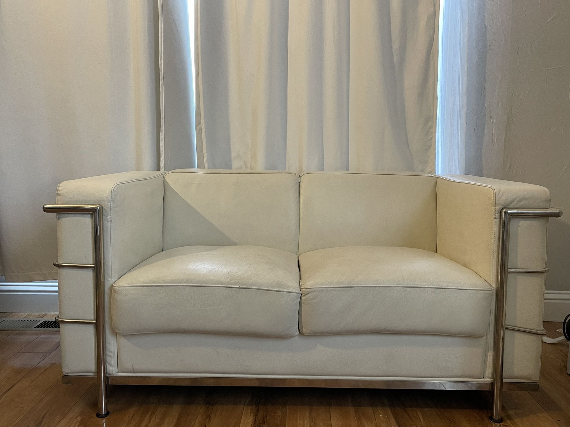 white leather sofa