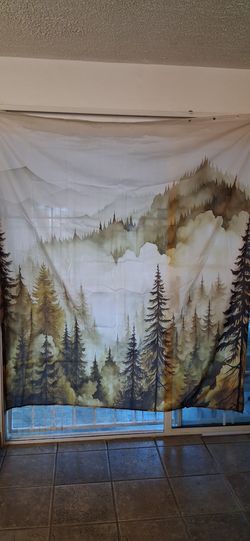 Yellow Misty Forest Shower Curtain- Waterproof- washable