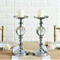 Set Of 2 Crystal Ball Candleholders 