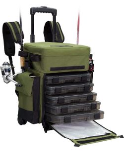Elkton Outdoors Rolling Tackle Box with Wheels - Waterproof