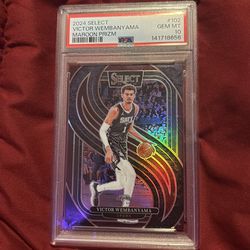 2024 SELECT VICTOR WEMBYAMA MAROON PRIZM /175 PSA 10🔥🔥🔥
