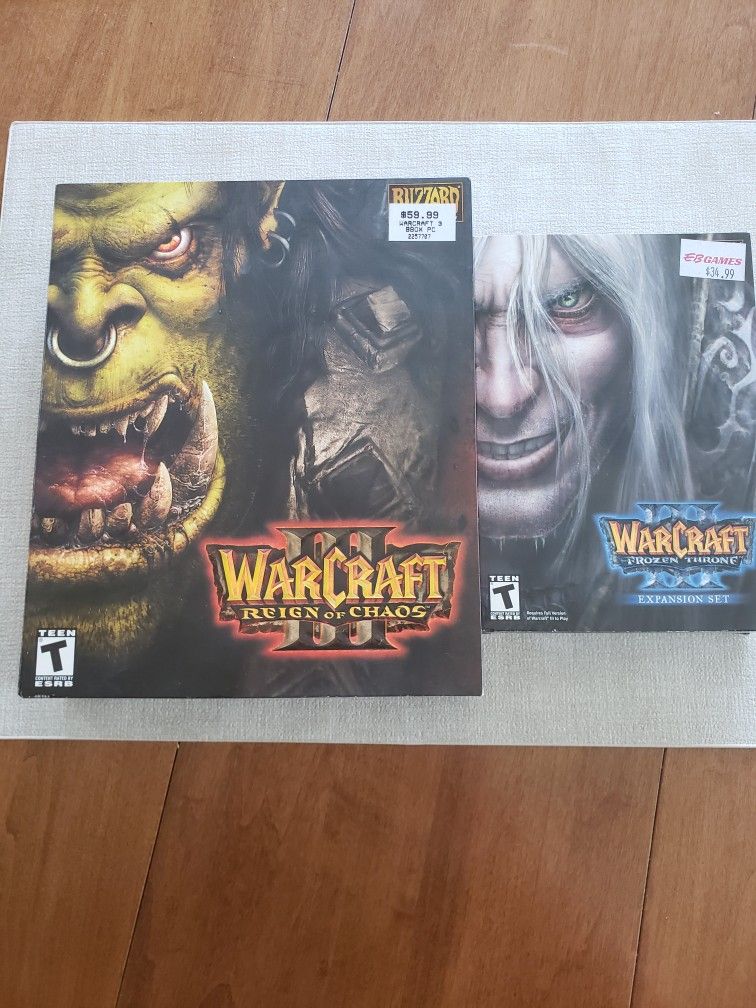 Warcraft 3 and Warcraft 3 The Frozen Throne Expansion PC Games CIB