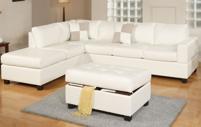 White Sectional with Ottoman @Elegant Furniture