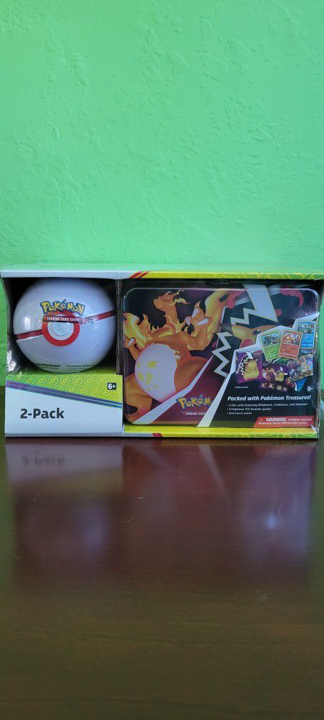 Pokemon Charizard Fall Collectors Chest With Premier Ball Poke Ball Tin - Total 8 Booster Packs