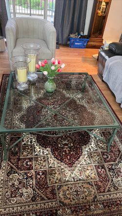 Living room glassed wrought iron elegant table