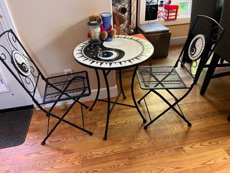 3-Piece Metal Folding Bistro Set – Sun & Moon Design