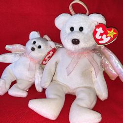 Ty HALO Angel  8” White Wings Beanie Babies and The Jingle Beanies Angel Halo  4” With Tag/tash collection 