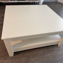 Tan Wooden Coffee Table with Under Storage