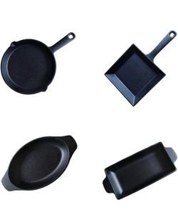 Brandnew HAWOK Cast Iron Mini Server Rectangle: 12 oz,Square:12oz,Oval 12oz, Round 15oz Set of 4