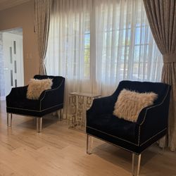 Royal Blue Velvet Accent Chairs