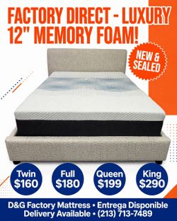 Luxury  memory foam queen size 12” New mattress in a plastic sealed.       Venta de colchones  Hablamos Español  ☎️📲call or Tex (213)713-74-89   Habl