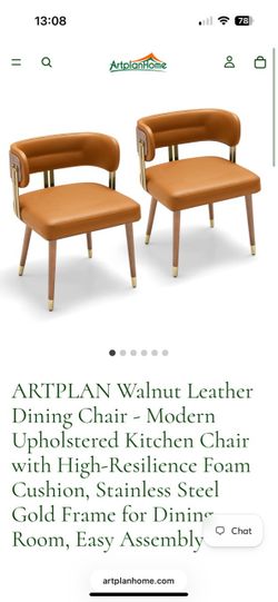 ARTPLAN Walnut Leather dining chairs (2)