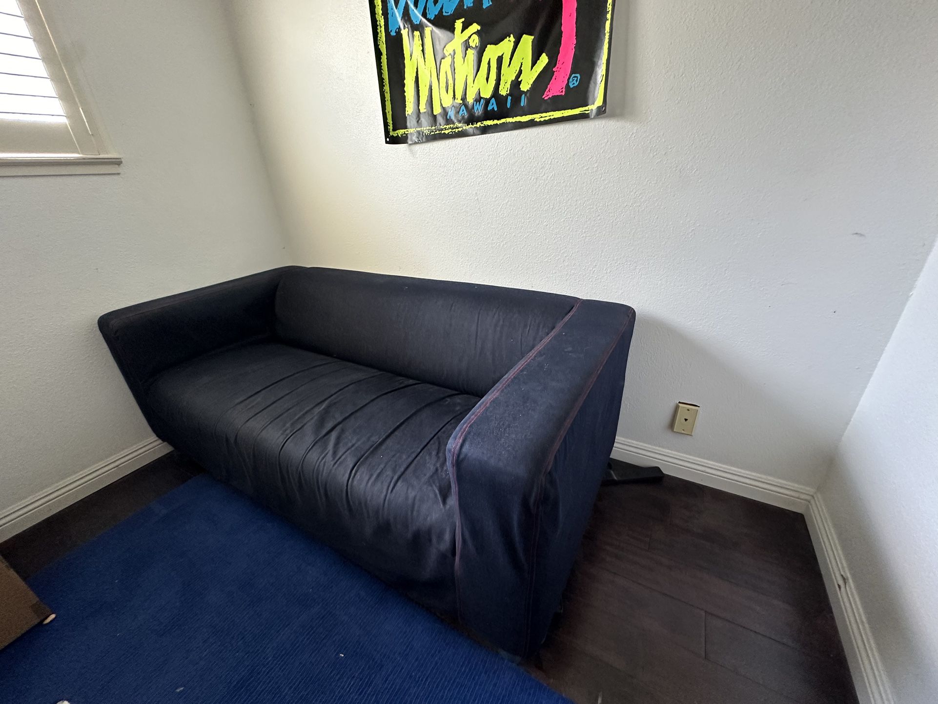 Small IKEA Couch With Washable Denim Cover