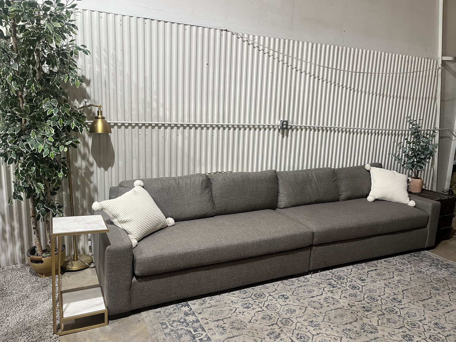 XL Custom $4,000 Sectional Sofa Couch - Gray Fabric - 2pcs - Cleaned - Comfy - Delivery Available