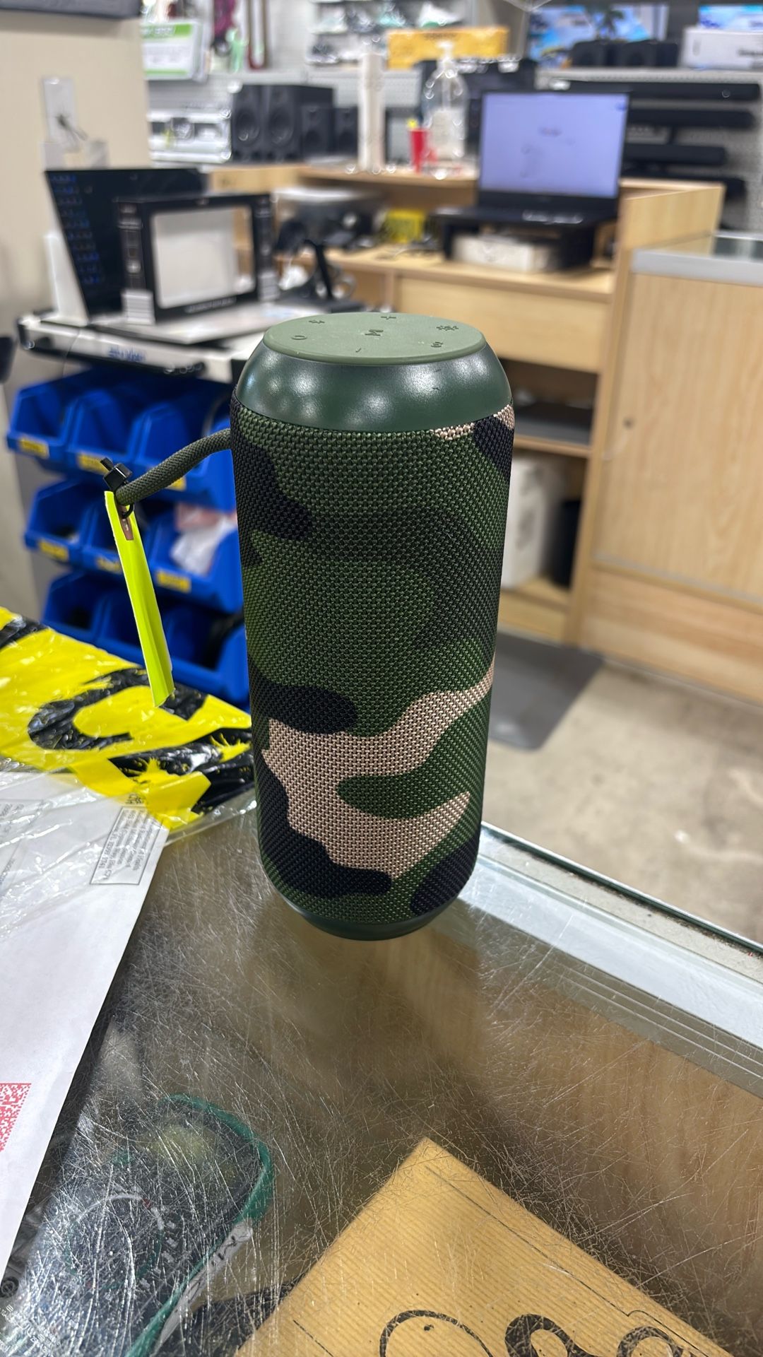 Onn Large Rugged Speaker with Bluetooth Wireless Technology and LED Lighting, Camo