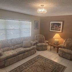 Pullout Couch  And 2 Reclining Chairs