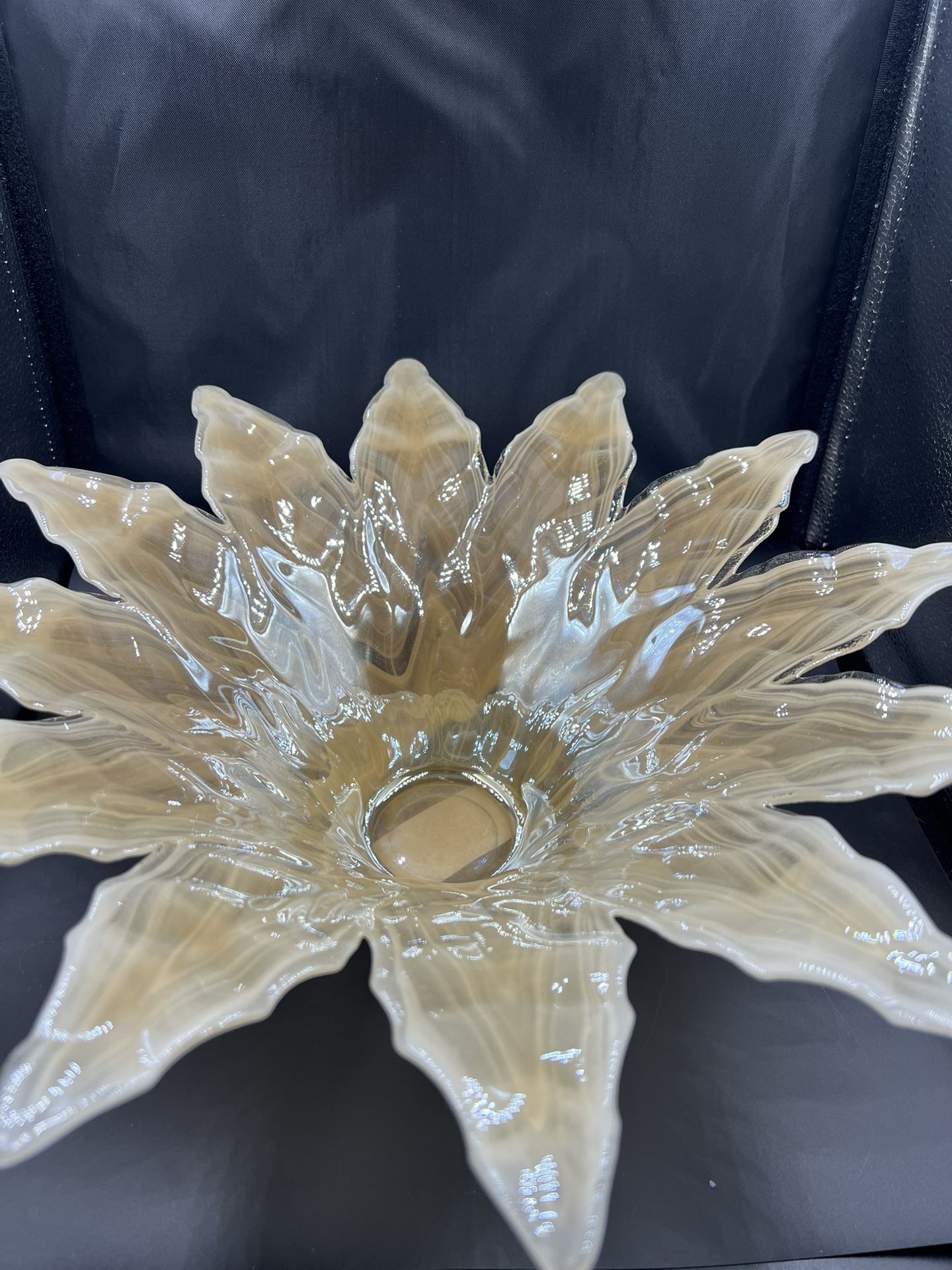 Vintage Lavorazione Arte Murano Italian 12 Point Flower Glass Bowl Collectible
