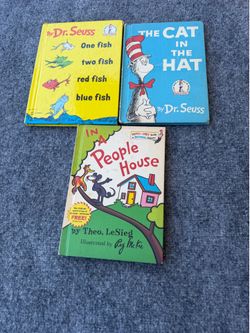 Lot of 3 Dr. Seuss Hardcover Books Cat in the Hat One Fish Kids Reading Set
