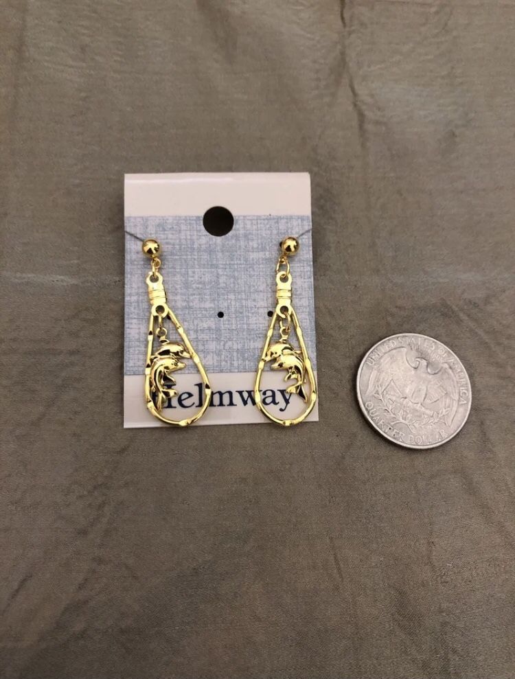 Gold Plated Dolphin Drop Earrings