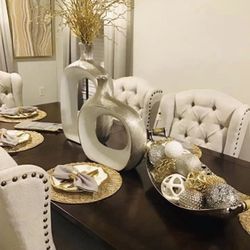 Jeanette Black/Linen Rectangular Dining Set/TABLE & 4 SIDE CHAIRS