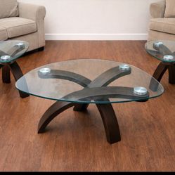 ✨ Modern Glass Coffee Table End Tables – Set of  3