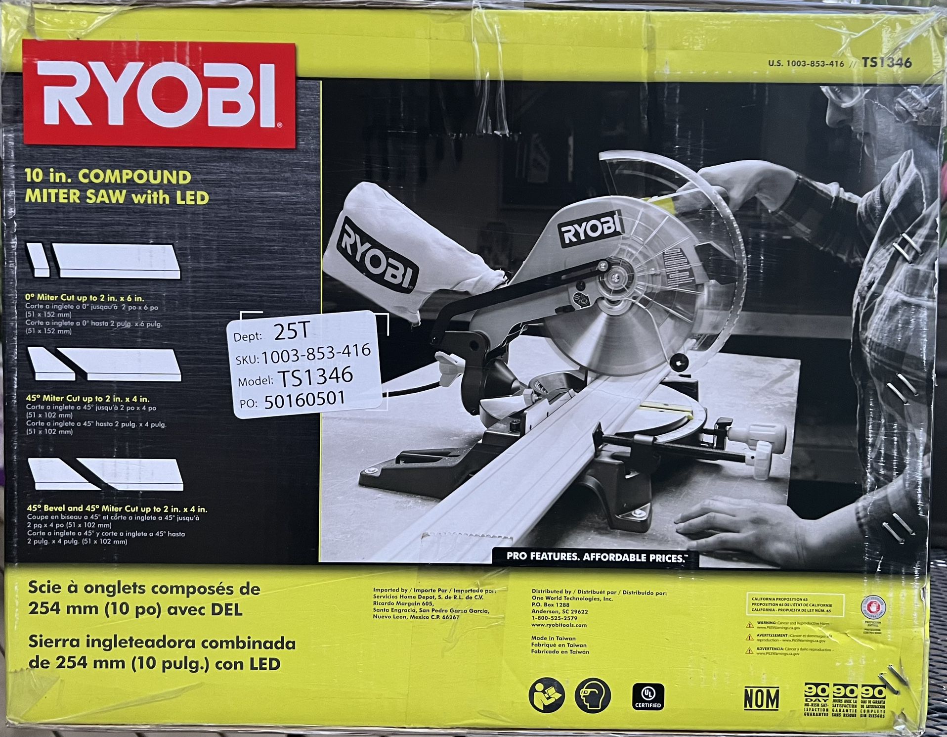 NEW! Ryobi 10” Miter Saw