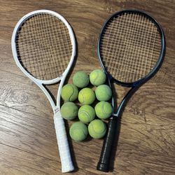 Two Tennis Rackets And Balls