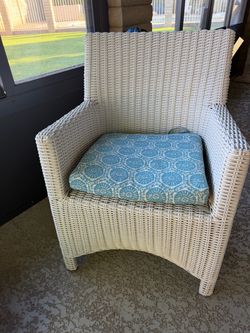 Frontgate White Wicker Chair