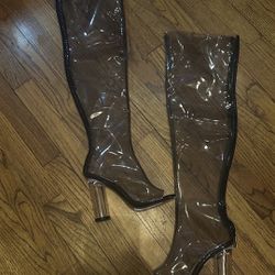 Clear Thigh High Boots Size 7