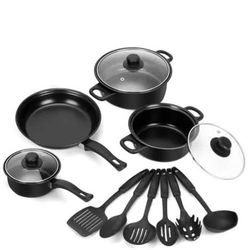 13-Piece Non-Stick Cookware Set with Nylon Utensils - NEW
