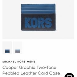 MICHAEL KORS MENS Cooper Graphic Two-Tone Pebbled Leather Card Case
